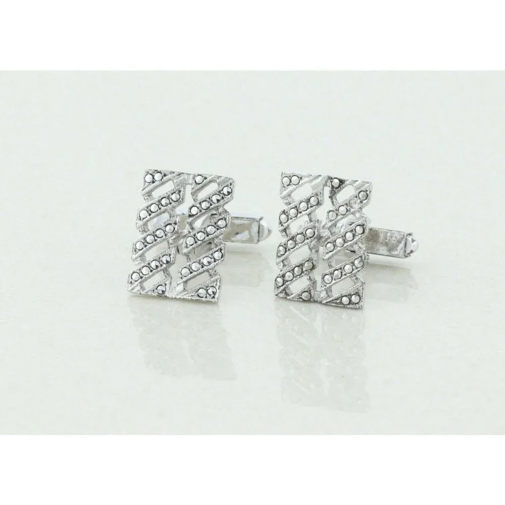 Men's Sterling Silver Marcasite Cufflinks